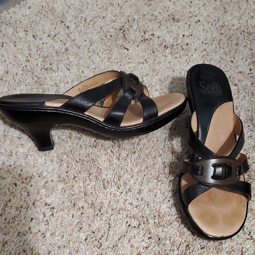 Worn Once Sofft Black Heels Leather Kitten